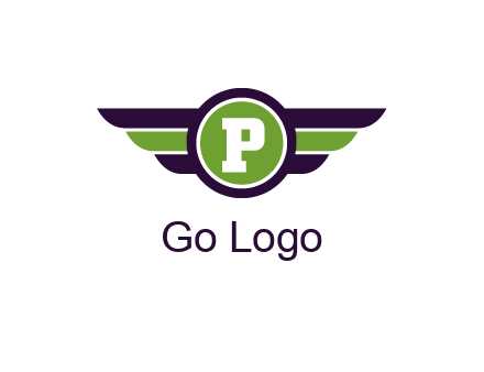 letter P in circle with wings