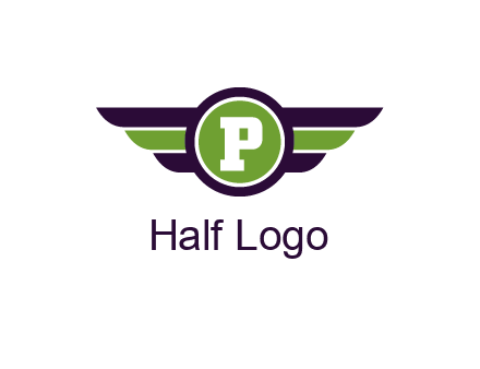 letter P in circle with wings