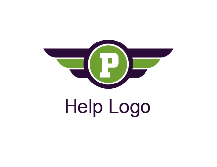 letter P in circle with wings