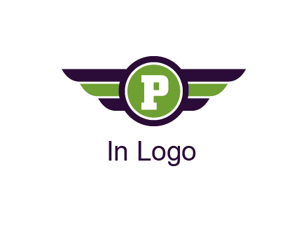 letter P in circle with wings