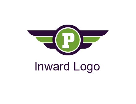 letter P in circle with wings