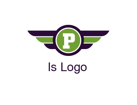 letter P in circle with wings