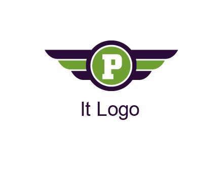 letter P in circle with wings