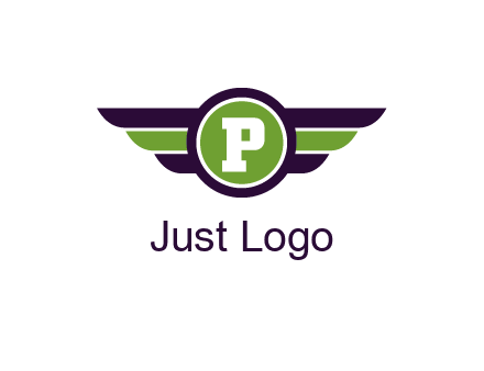 letter P in circle with wings