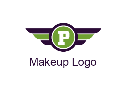 letter P in circle with wings