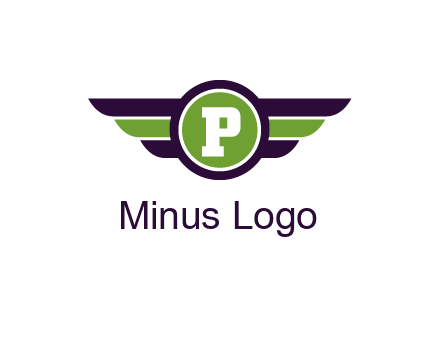 letter P in circle with wings