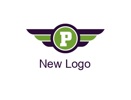 letter P in circle with wings