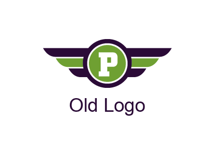 letter P in circle with wings