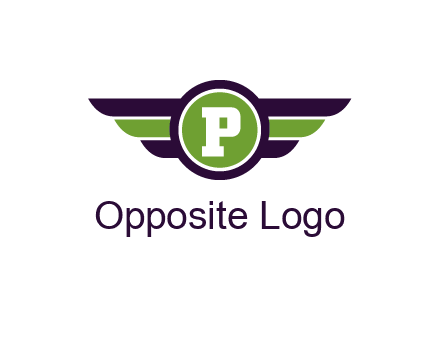 letter P in circle with wings
