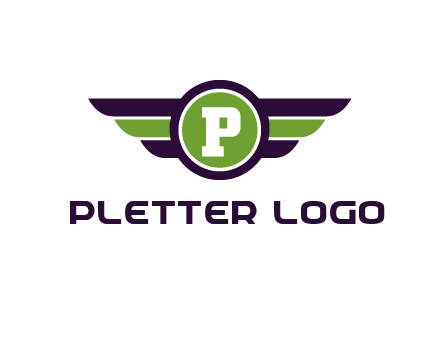 letter P in circle with wings