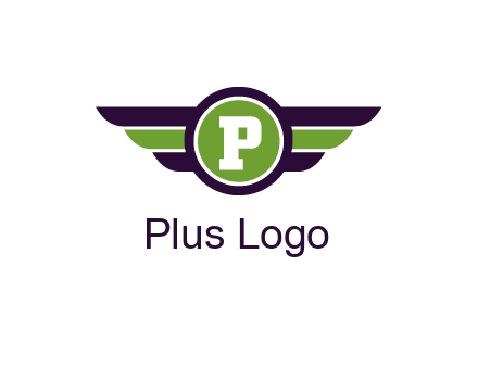 letter P in circle with wings