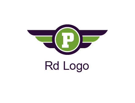 letter P in circle with wings