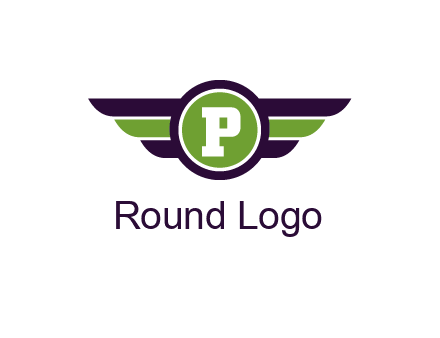 letter P in circle with wings