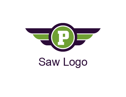 letter P in circle with wings