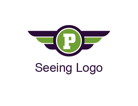 letter P in circle with wings