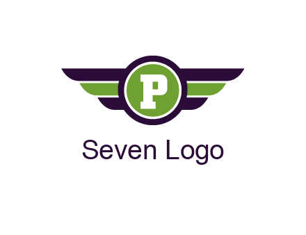 letter P in circle with wings