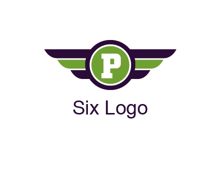 letter P in circle with wings