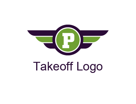 letter P in circle with wings