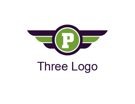 letter P in circle with wings
