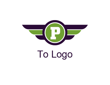 letter P in circle with wings