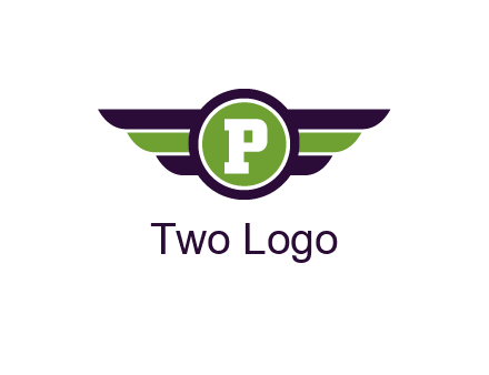 letter P in circle with wings