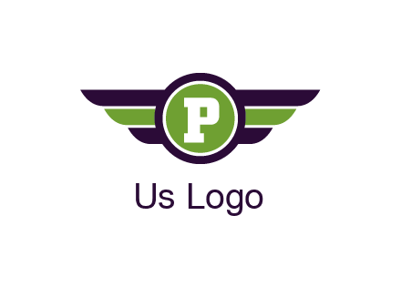 letter P in circle with wings