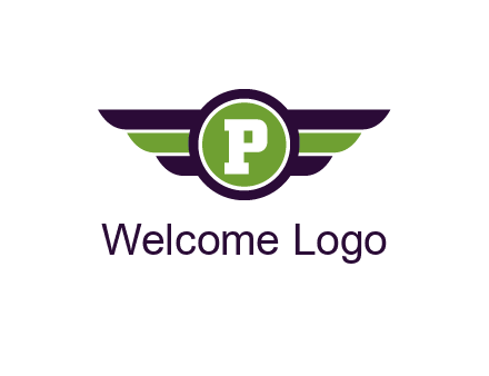letter P in circle with wings