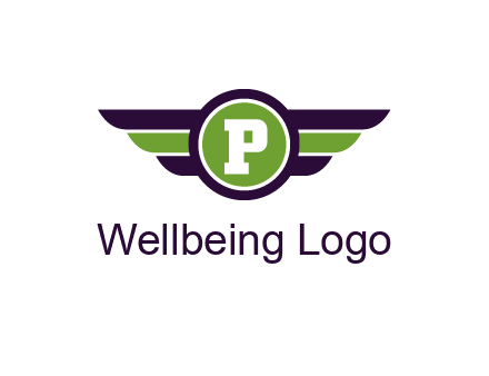 letter P in circle with wings