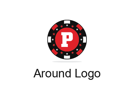letter P in poker chip