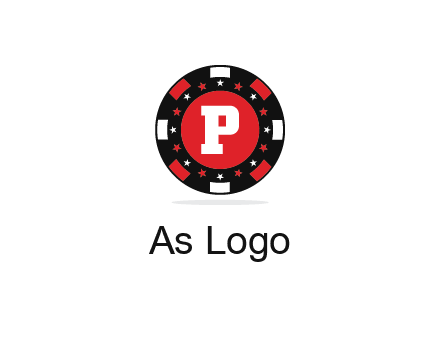 letter P in poker chip
