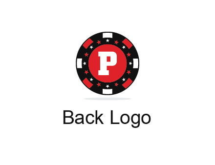 letter P in poker chip