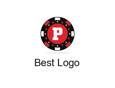 letter P in poker chip