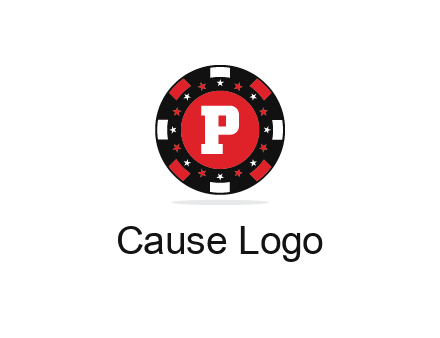 letter P in poker chip