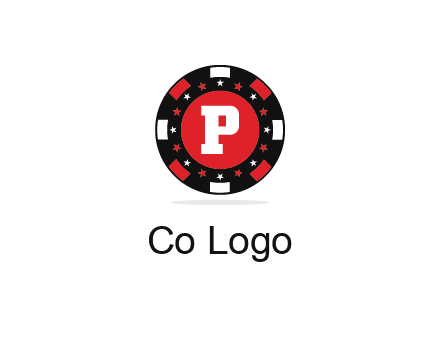 letter P in poker chip