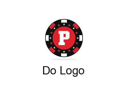 letter P in poker chip