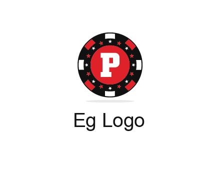 letter P in poker chip