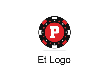 letter P in poker chip