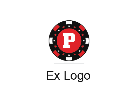 letter P in poker chip