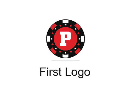 letter P in poker chip