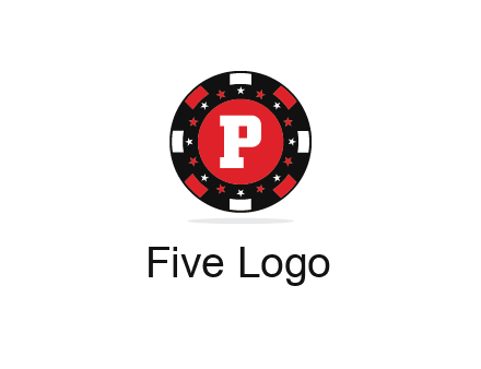 letter P in poker chip