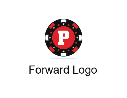 letter P in poker chip