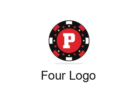 letter P in poker chip