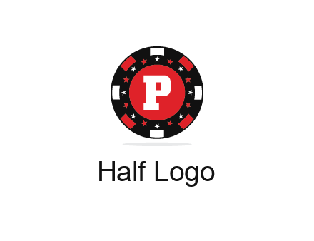 letter P in poker chip