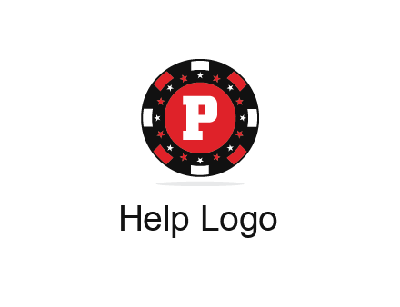 letter P in poker chip