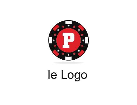 letter P in poker chip