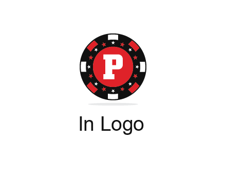 letter P in poker chip