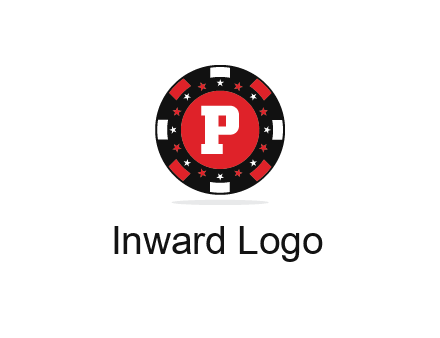 letter P in poker chip