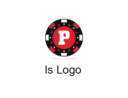 letter P in poker chip