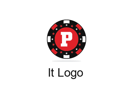 letter P in poker chip