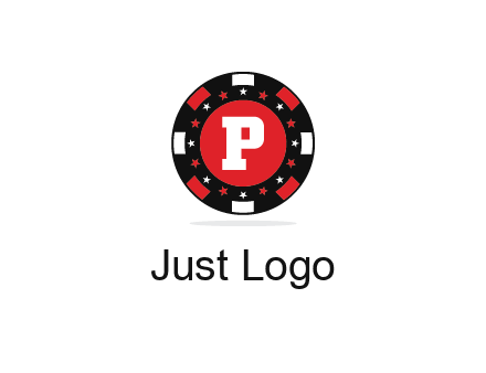 letter P in poker chip